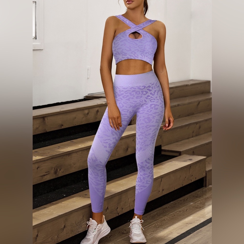 Purple Leopard High Waist Active Set.